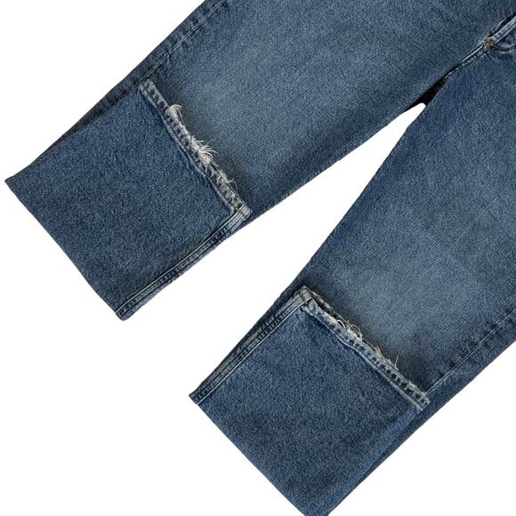 Agolde Riley High Rise Straight Crop Jeans In Silence Button Fly Size 33 - Picture 4 of 11